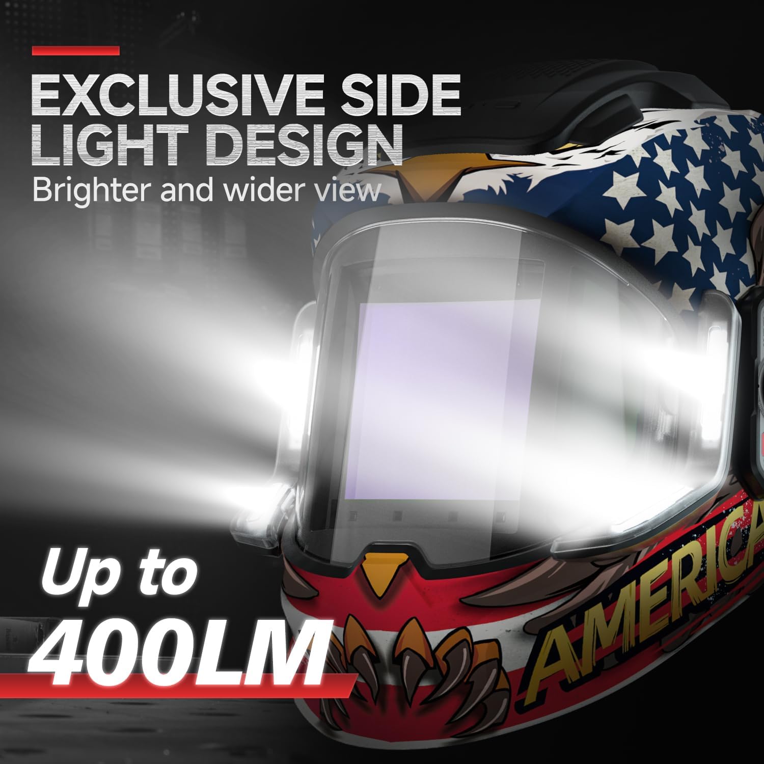 ANDELI Welding Helmet with 4 LED Light, Panoramic Large Viewing Screen 3.94"X3.74" True Color Auto Darkening Welding Helmet, 6 Arc Sensor 4/5-9/9-13 Type-C Charging