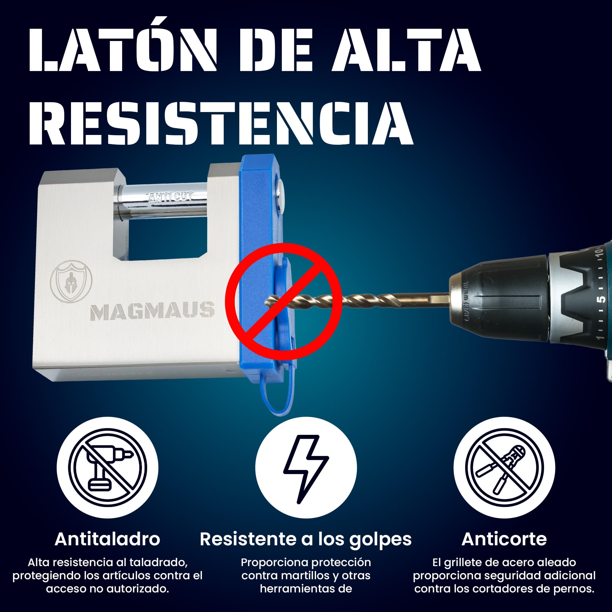 Magmaus® SRL70 Candado digital, reconocimiento biométrico sin llave, memoria para 20 huellas, 2 llaves y aplicación, Resistencia IP68 al agua y al polvo para contenedores, puertas y cobertizos.