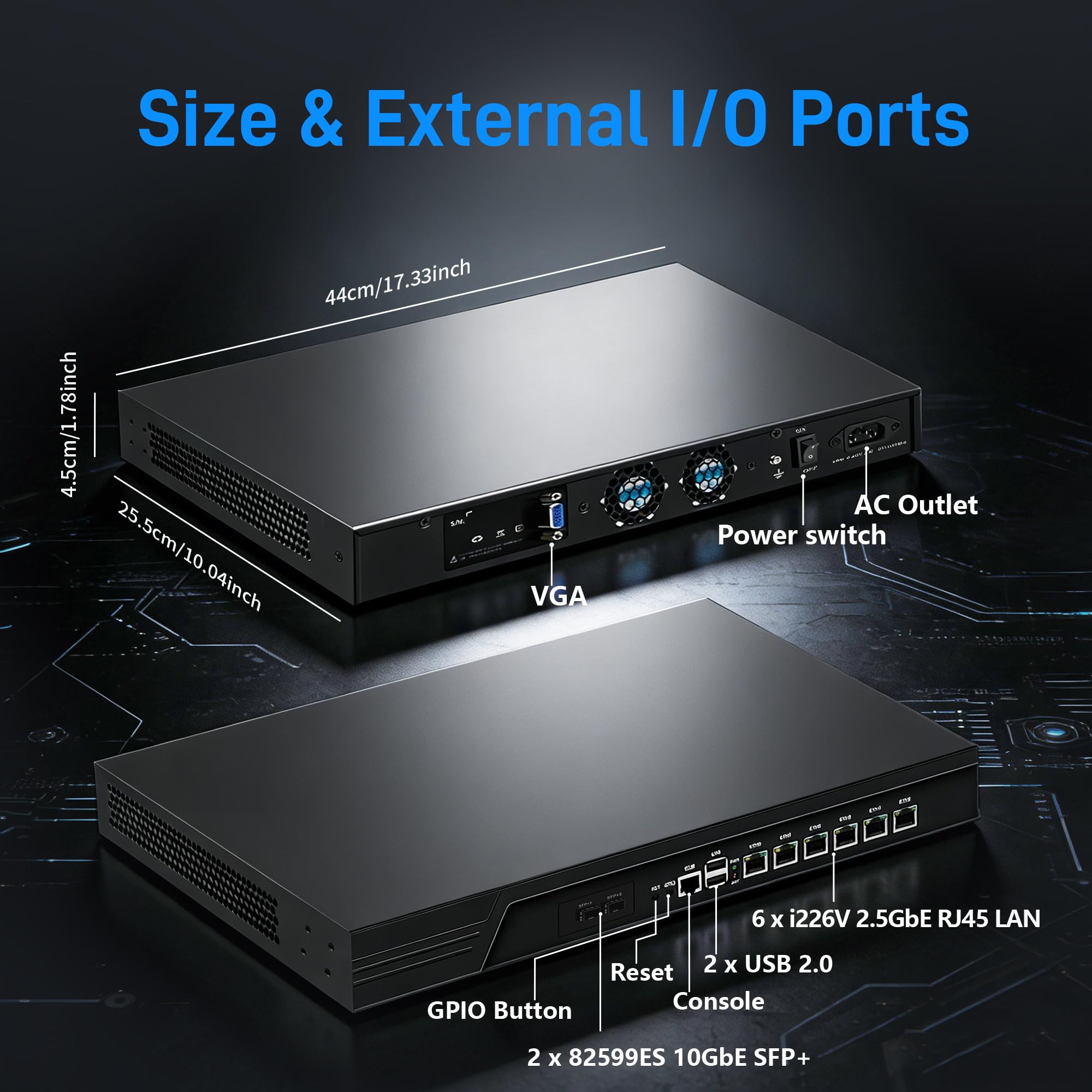 CWWK 1U Firewall Appliance, Rackmount Router Hardware, 10Gb SFP+ & 6 x 2.5GbE i226-V, Core i5-3320M, 19" PC for OPNsense, Homelab Server, 8GB DDR3 RAM 128GB mSATA SSD, AES-NI
