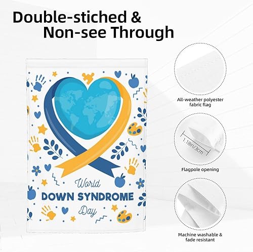 Miniatura 9 de Ilustración del Día Mundial del Síndrome de Down con bandera de jardín de mariposa de 12 x 18 pulgadas, bandera de doble cara para patio, decoración