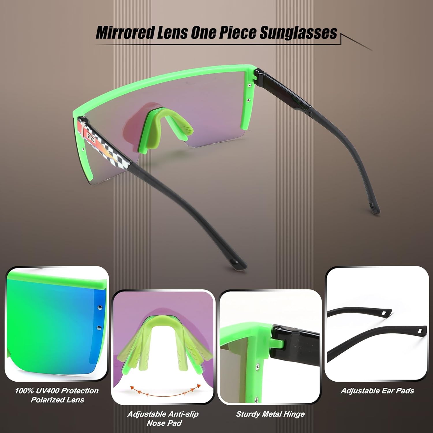 FEISEDY Sunglasses Mens Polarized Women Oversized Flat Top Square Cycling Fishing Golf Hiking Vintage Sun Glasses B2367 - Image 6