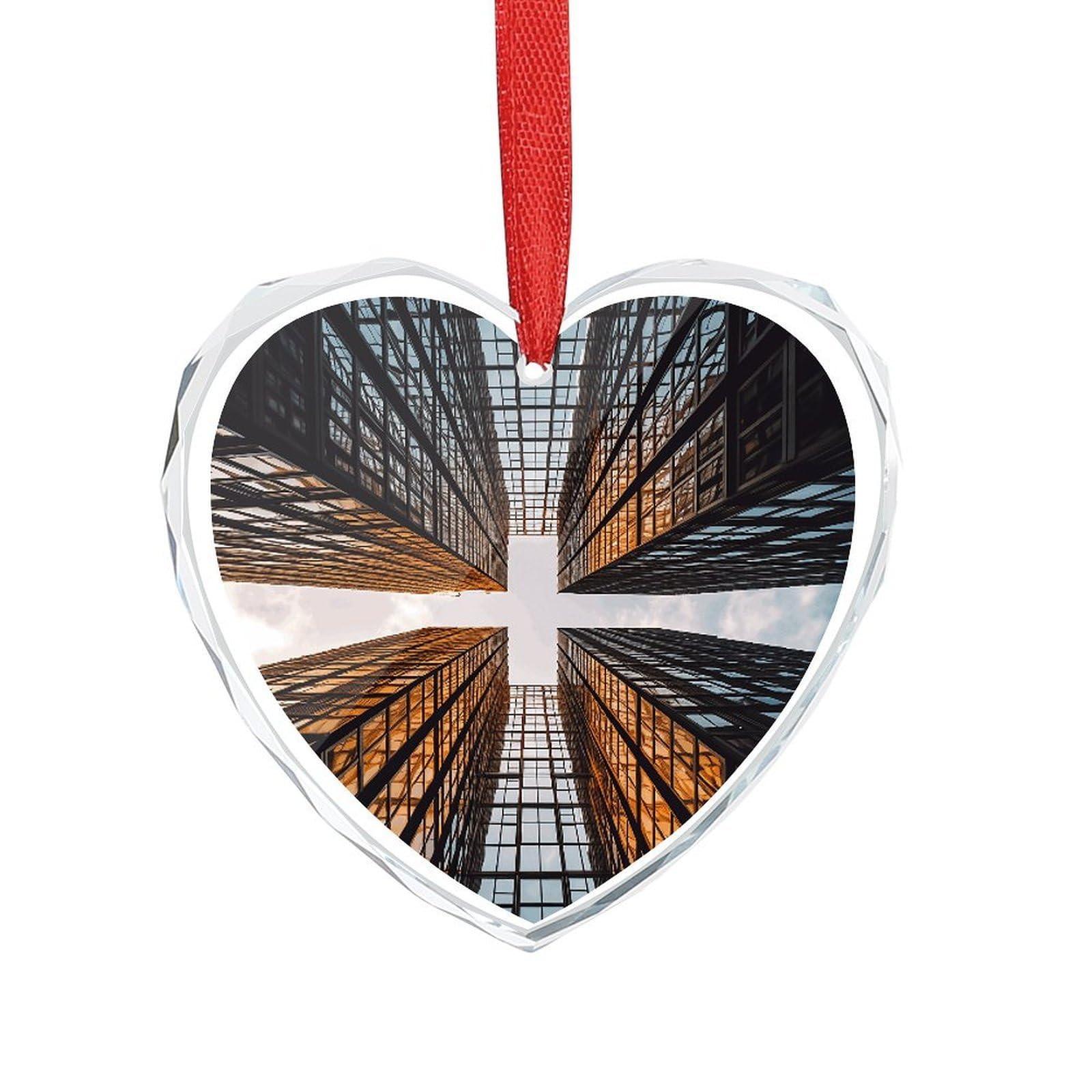 Wsoihfec Style Skyscraper Looking Up At Sky Engagement Gifts For Couples, Glass Ornaments Just Married Bridal Shower Decor, Heart Keepsake Decor For Bride & Groom