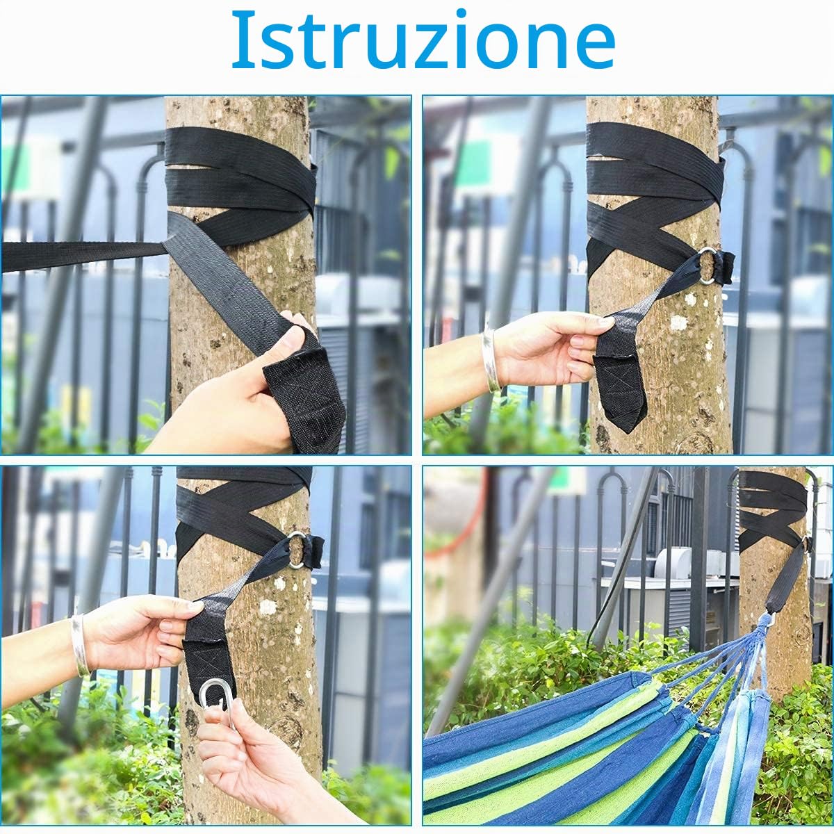 flintronic Amaca da Giardino, Amaca da Esterno per Giardino, Barre per la Diffusione, Massima capacità di Carico 300KG, Amache di Cotone per Esterno Campeggio Viaggio, 210 x 150CM, Blu