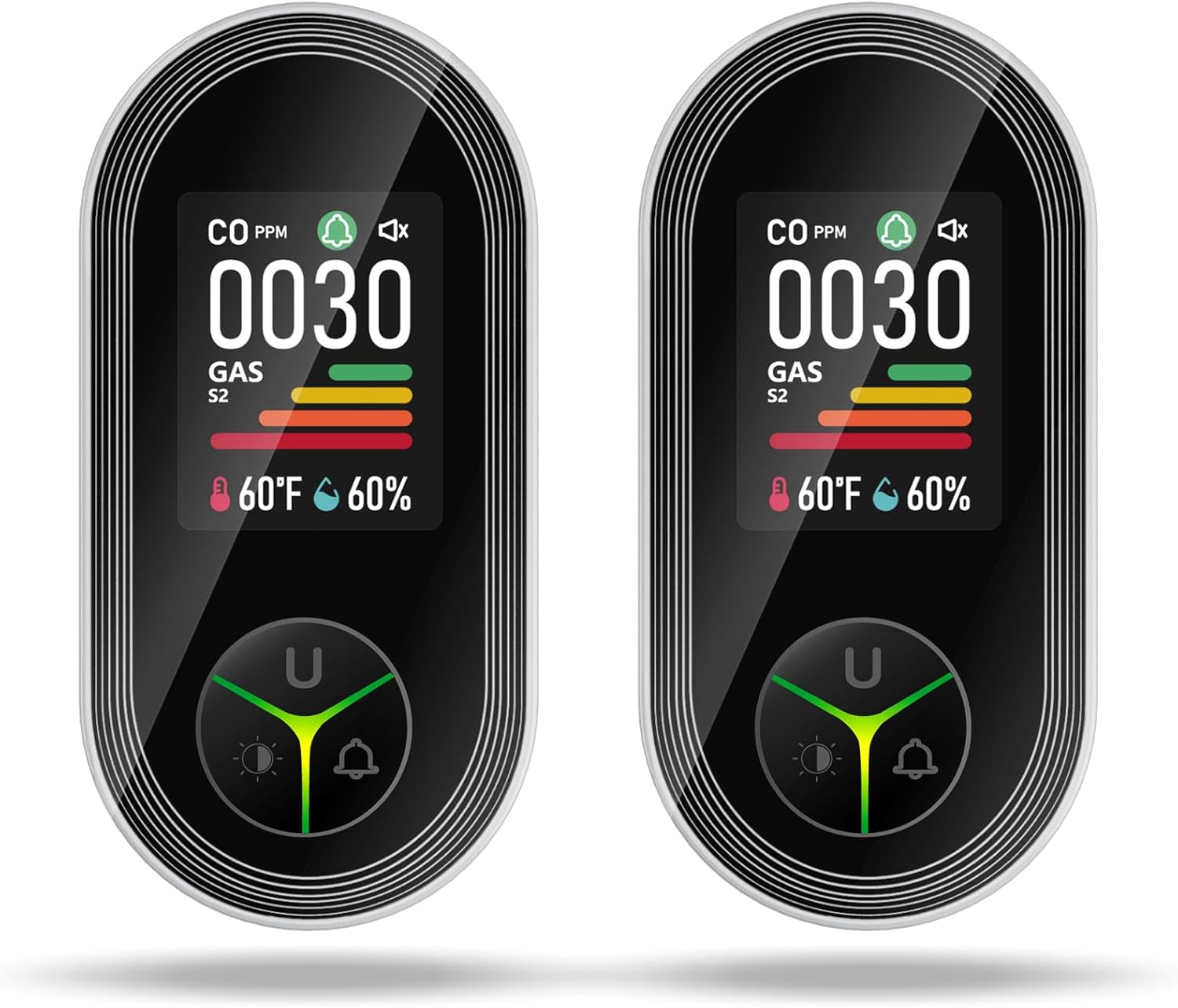 2 Pack Carbon Monoxide Detector Plug in, 4-in-1 Gas & CO Detector, Natural Gas, Propane & Methane Alarm with Digital Display (PPM, °F, Humidity), Plug & Play for Home, RV, Apartment & Travel