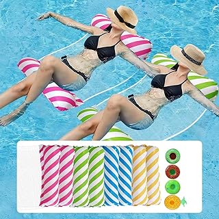 Weeupolfun Inflatable Water Hammock,4 Pack Adult Pool Floats Hammock,Multi Purpose Swimming Pool Hammock with Cup Holders,Portable Pool Floating Chair for Pool,Beach,Outdoor