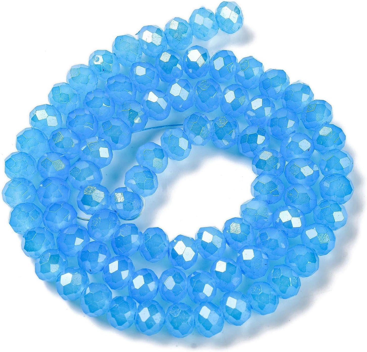 Elecrelive 20 Strands 8mm Glass Faceted Beads Rondelle Glass Loose Beads Slate Blue Rainbow Crystal Bulk for DIY Bracelet Necklace Earring Keychain Supplies