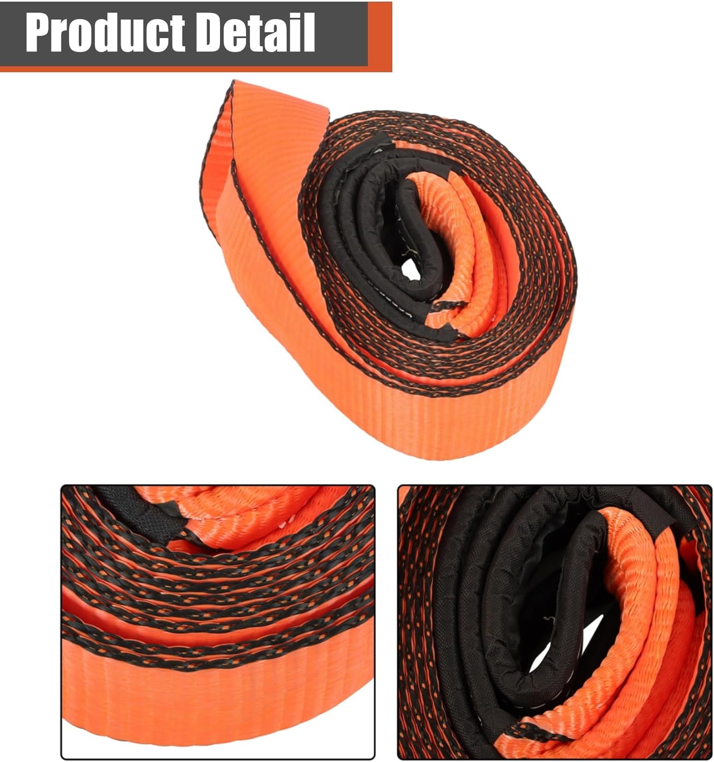 3" x 20' Recovery Tow Strap Kit with Pair of 3/4" D-Ring Shackles Storage Bag 31500lbs Break Strength Tow Rope
