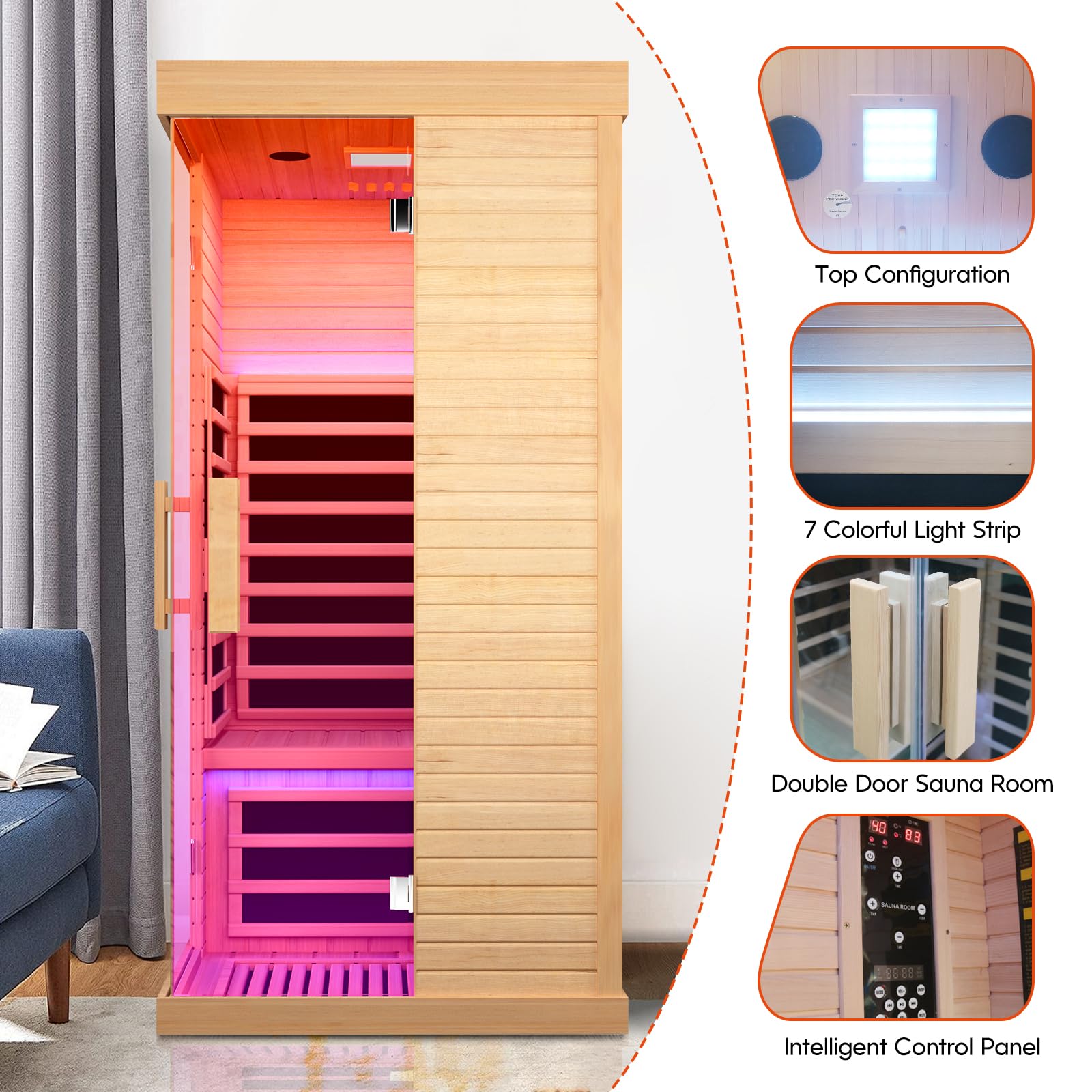 Canadian Hemlock Single Sauna Room