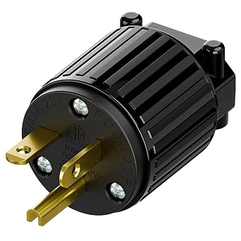 NEMA 6-20P Male Plug, WINXUS 20A 250V ETL Listed Connector, 3-Prong Straight Blade Plug, AC Industrial Grade Plugs for Extension Cord Replacement, USA Canada 20 Amp 250 Volt Connector Black