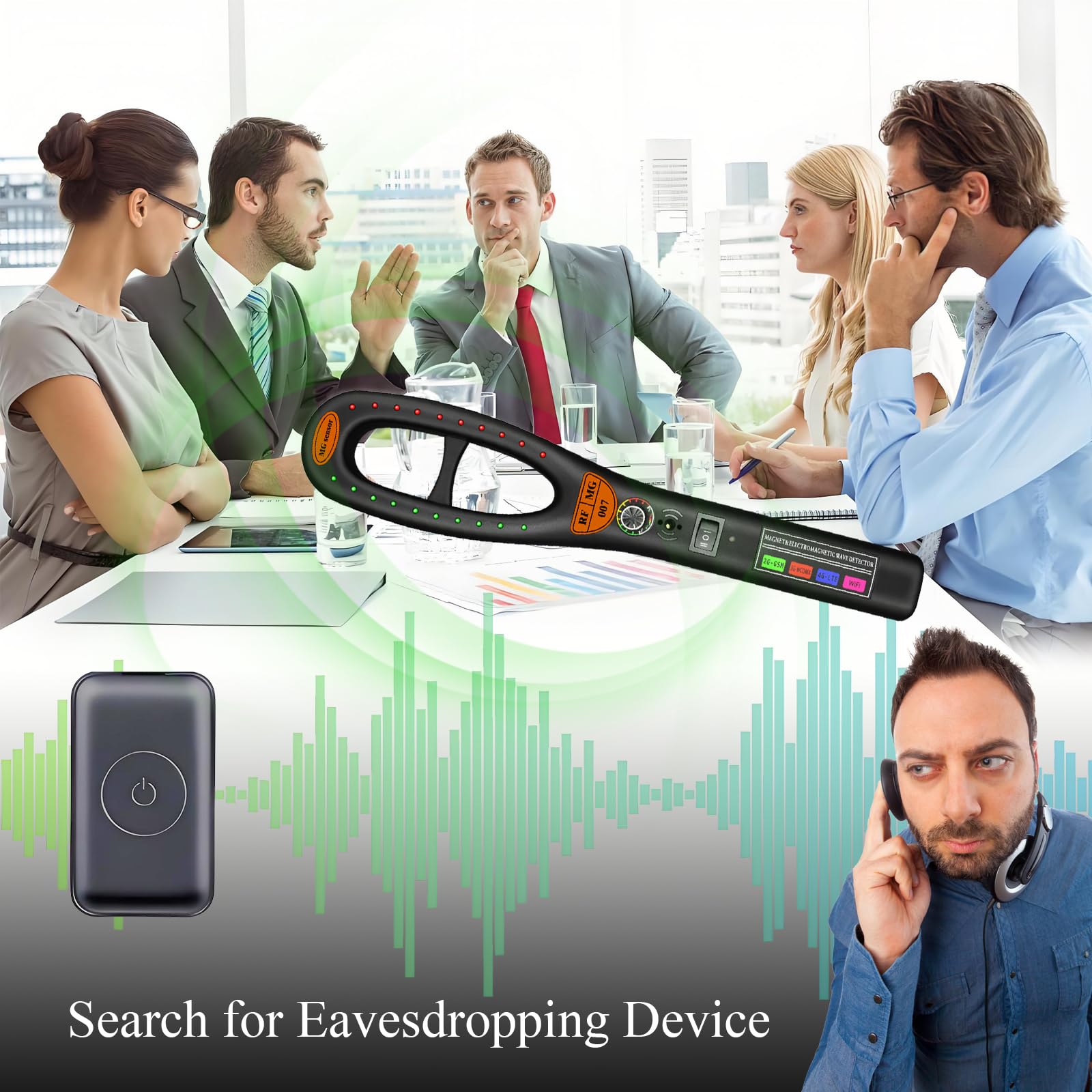 Wanzen Detektor, Kamera Finder & RF Scanner, Magnetischer Tracker Finder für versteckte Kameras, Abhörgeräte, Hotel, Auto, Büro, Umkleide, Zuhause und Reisen, Tragbar & Wiederaufladbar