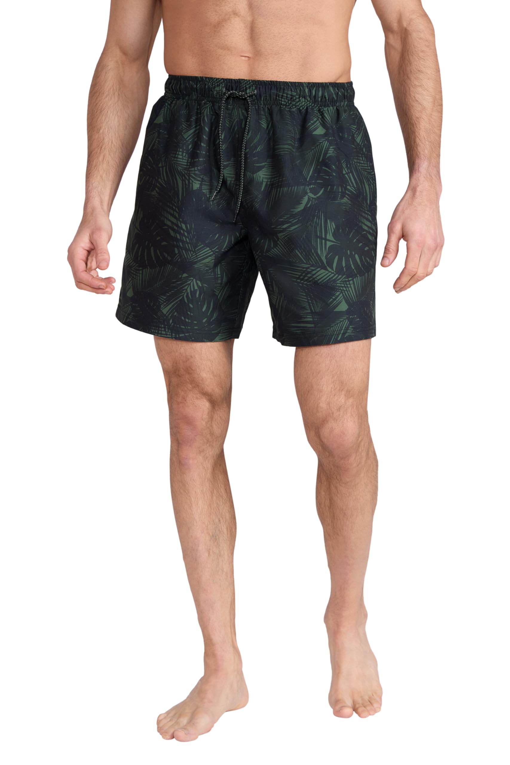 Mountain Warehouse Aruba Printed Mens Swim Shorts - Lightweight Swimming Trunks, Internal Mesh Short Trousers, UV Protect Board Shorts - Spring Summer, Beach, Pool Dark Green (Printed) XXS
