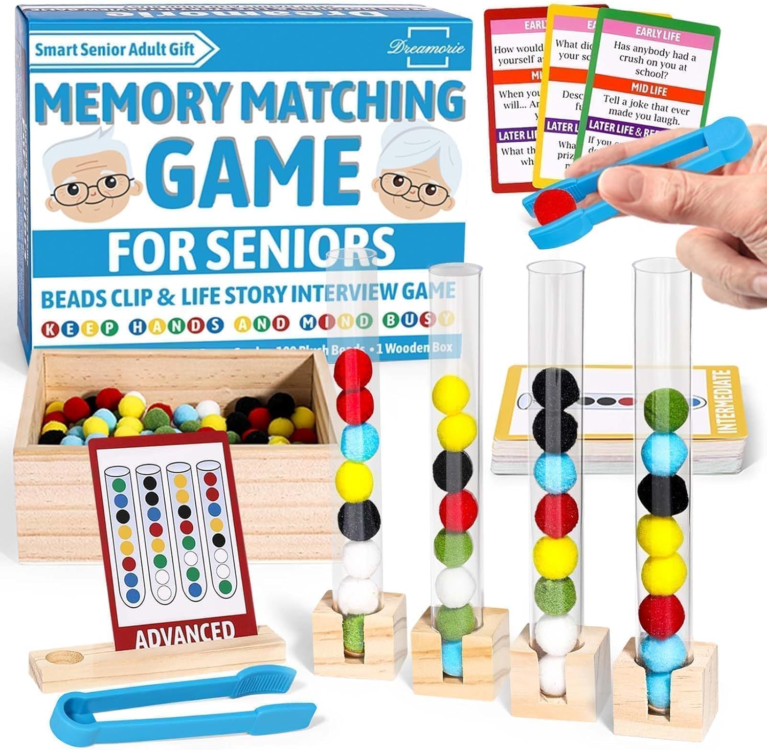 Color Sorting Dementia Activities for Seniors, Easy Brain Games for Dementia Patients, Alzheimers Products for Elderly, Memory Matching Games for Adults W/Life Interview Kit, Seniors Gifts