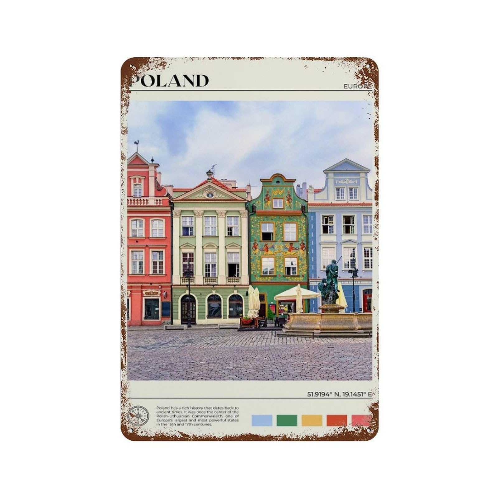 xiaoxiaoshen Real Photo Poland Decor Warsaw Europe Wall Decor Art Metal Tin Poster Modern Home Decor Art Home Bar Shop Decorations Vintage Sign 30x20cm