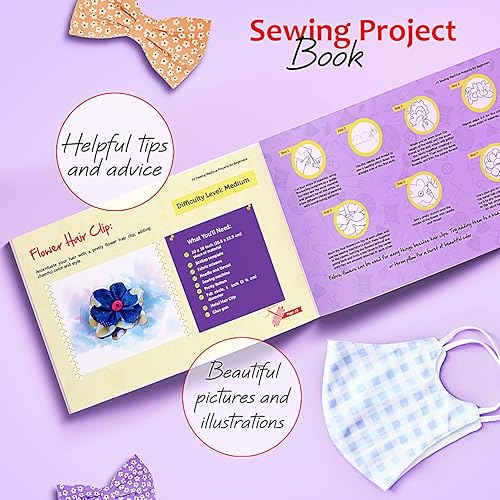 Miniatura 10 de Mini máquina de coser para adultos principiantes, máquina de coser portátil de 48 piezas, máquina de coser pequeña de doble velocidad, máquina de