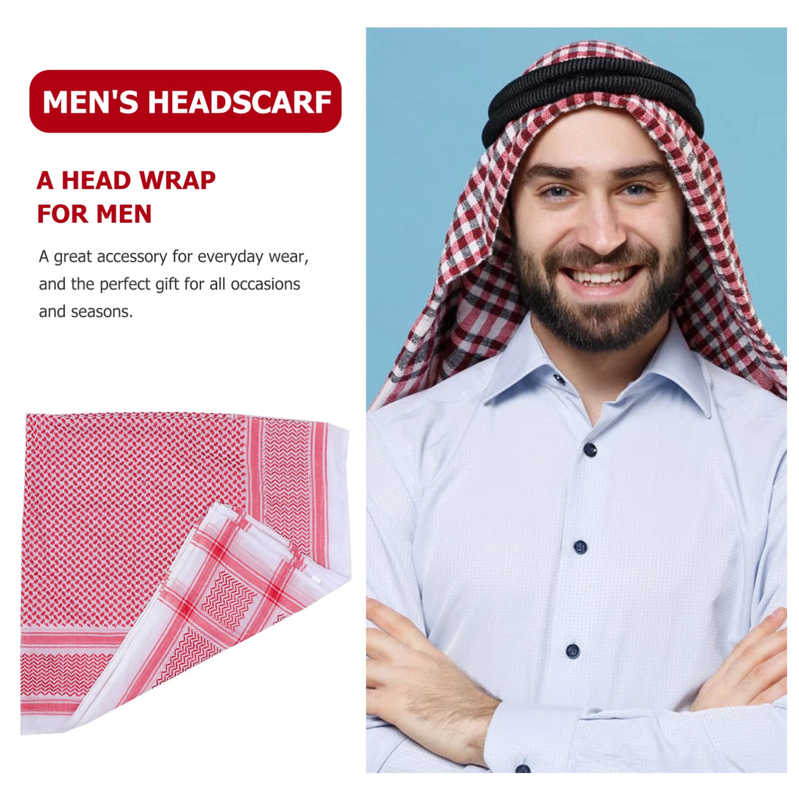 VALICLUD Arabisches Kopftuch Herren 55X55 Zoll Leichter Polyester Keffiyeh Schal Traditionelle Arabische Kopfbedeckung Muslimischer Headwrap Für Ramadan Und Alltag