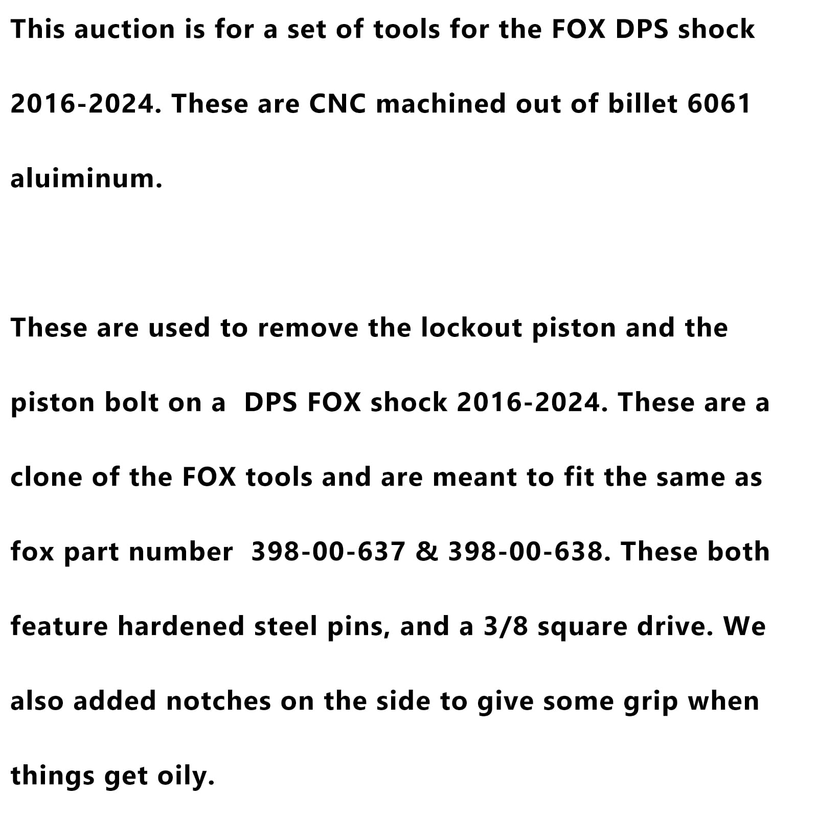 Topteng Shock rebuild service tools - for FOX DPS tools 398-00-638- & 398-00-637