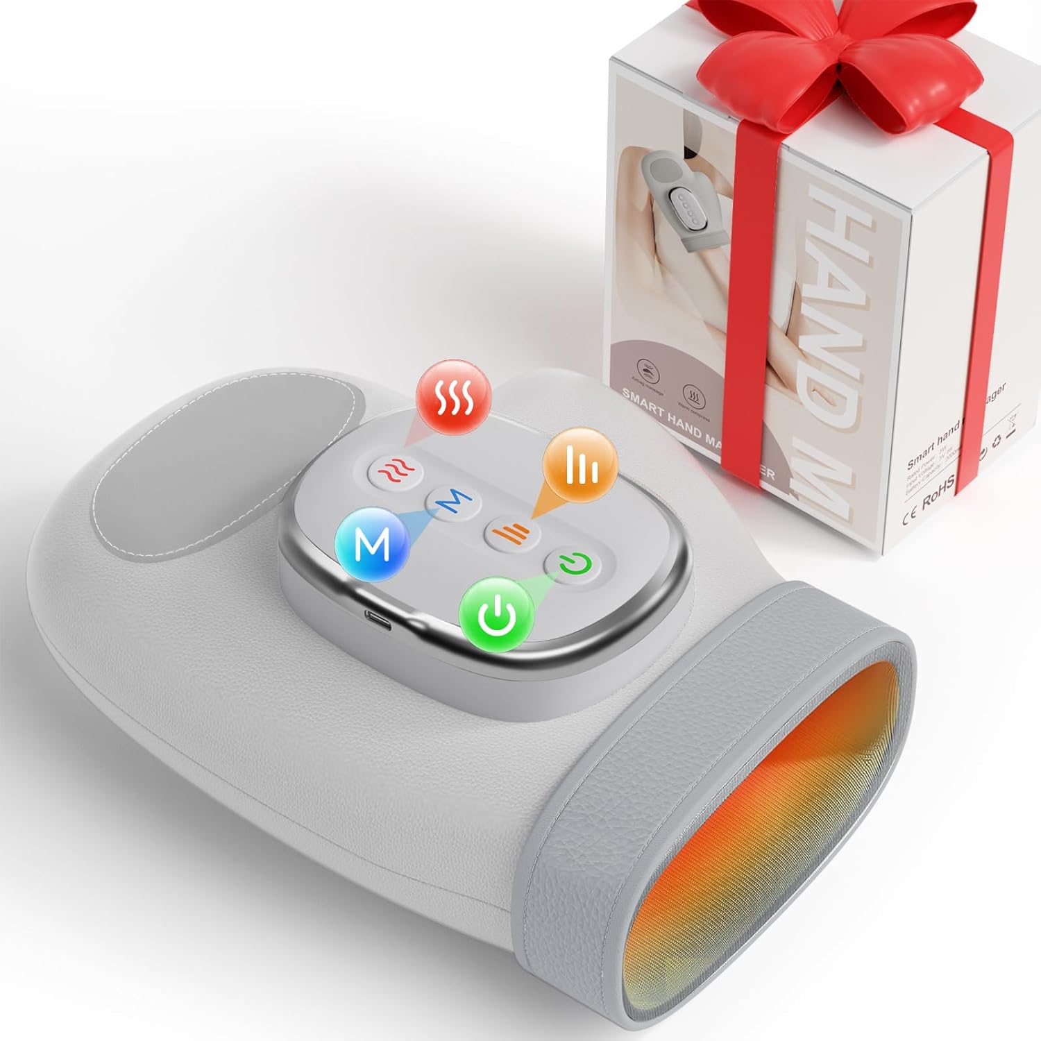 Hand Massager with Heat – Finger & Wrist Relaxation Device for Office Workers/Gamers/Athlete, Cordless and Rechargeable Massage, Ideal Gift for Women and Men