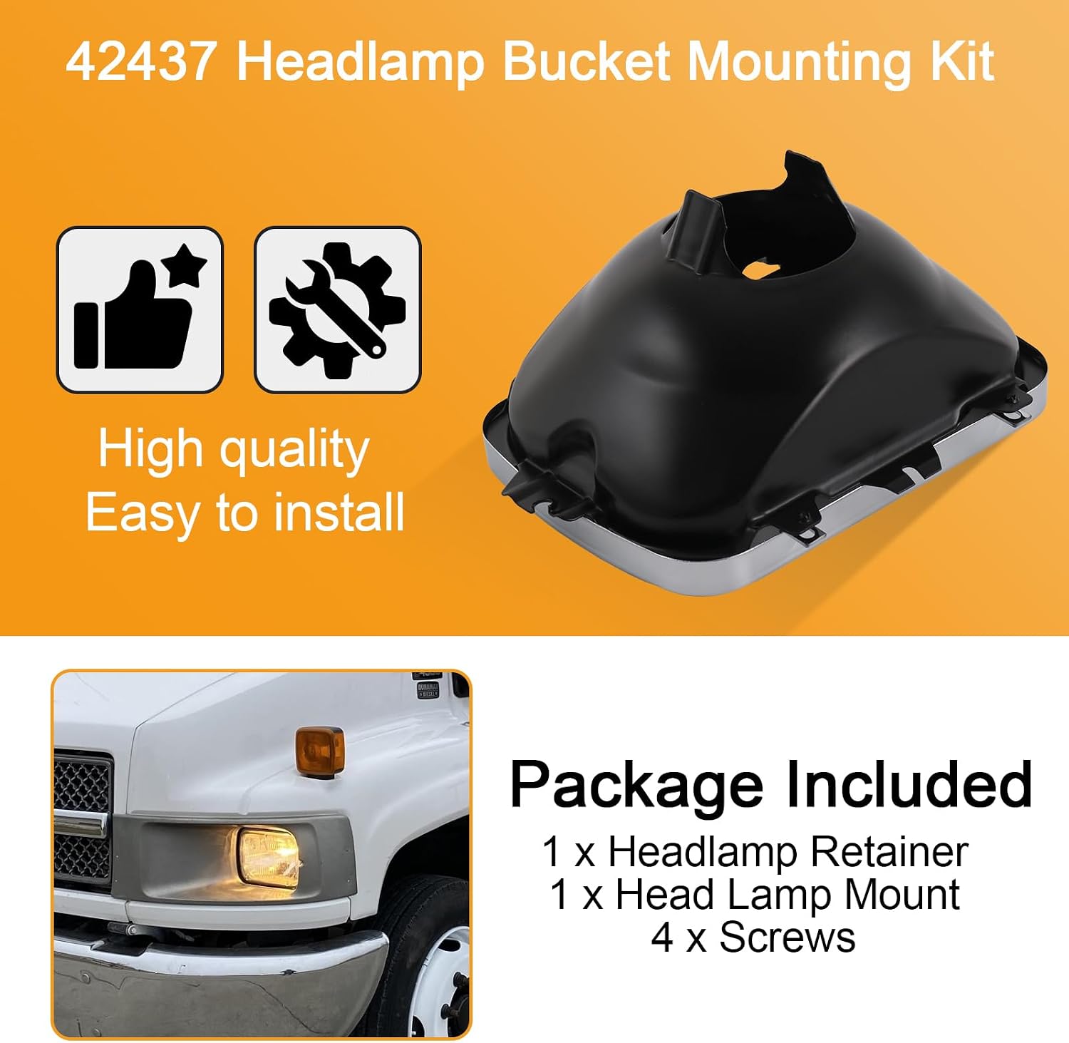 42437 Headlamp Bucket Mounting Kit Replacement for 5 x 7 Headlight Fit for GMC/Chevrolet/Oldsmobile/Buick/Pontiac Specified Models