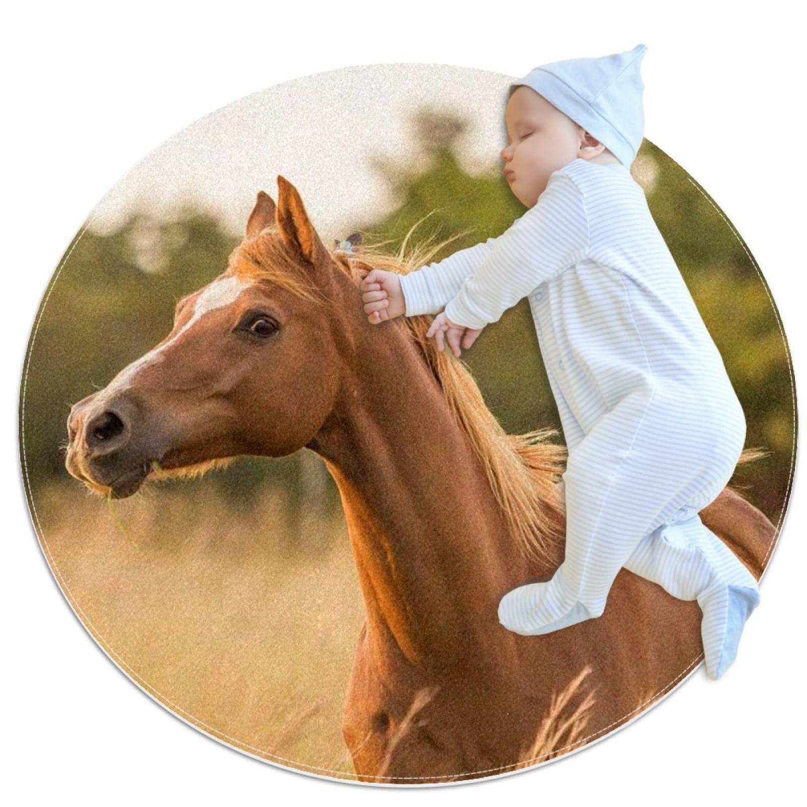 Tapis de sol cheval JDEZ : grand tapis animalier décoratif de bain 70x70