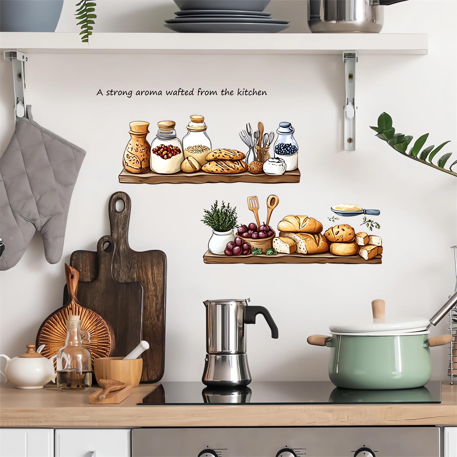 Autocollants muraux en vinyle pour cuisine et étagère d'épices