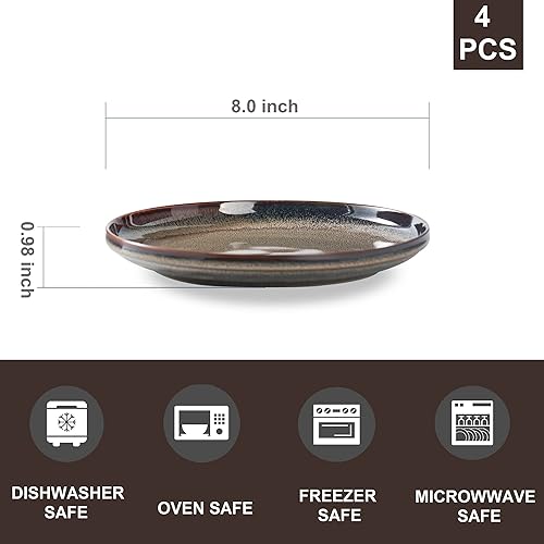 Miniatura 2 de Juego de platos planos de cerámica de 4 a 8 pulgadas, platos de postre, ensalada, aperitivo, almuerzo pequeño, etc. Apto para microondas, horno y