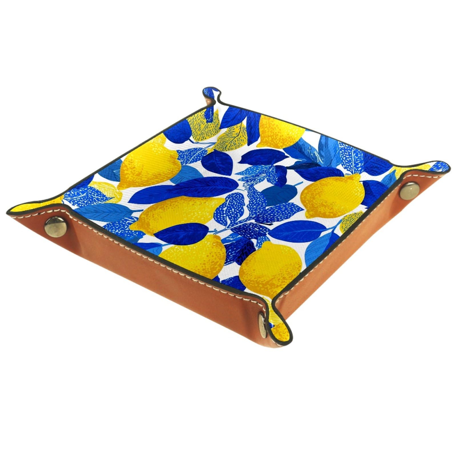 VAPOKF Lemon Pattern Dice Tray, Folding Microfiber Leather Dice Holder for Dungeons and Dragons RPG Dice Gaming D&D and Other Table Games