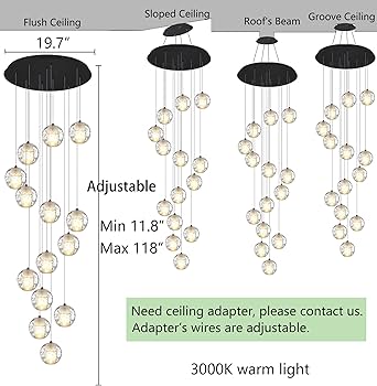 HAIXIANG 14-Lights Modern Chandelier Bubble Crystal 118