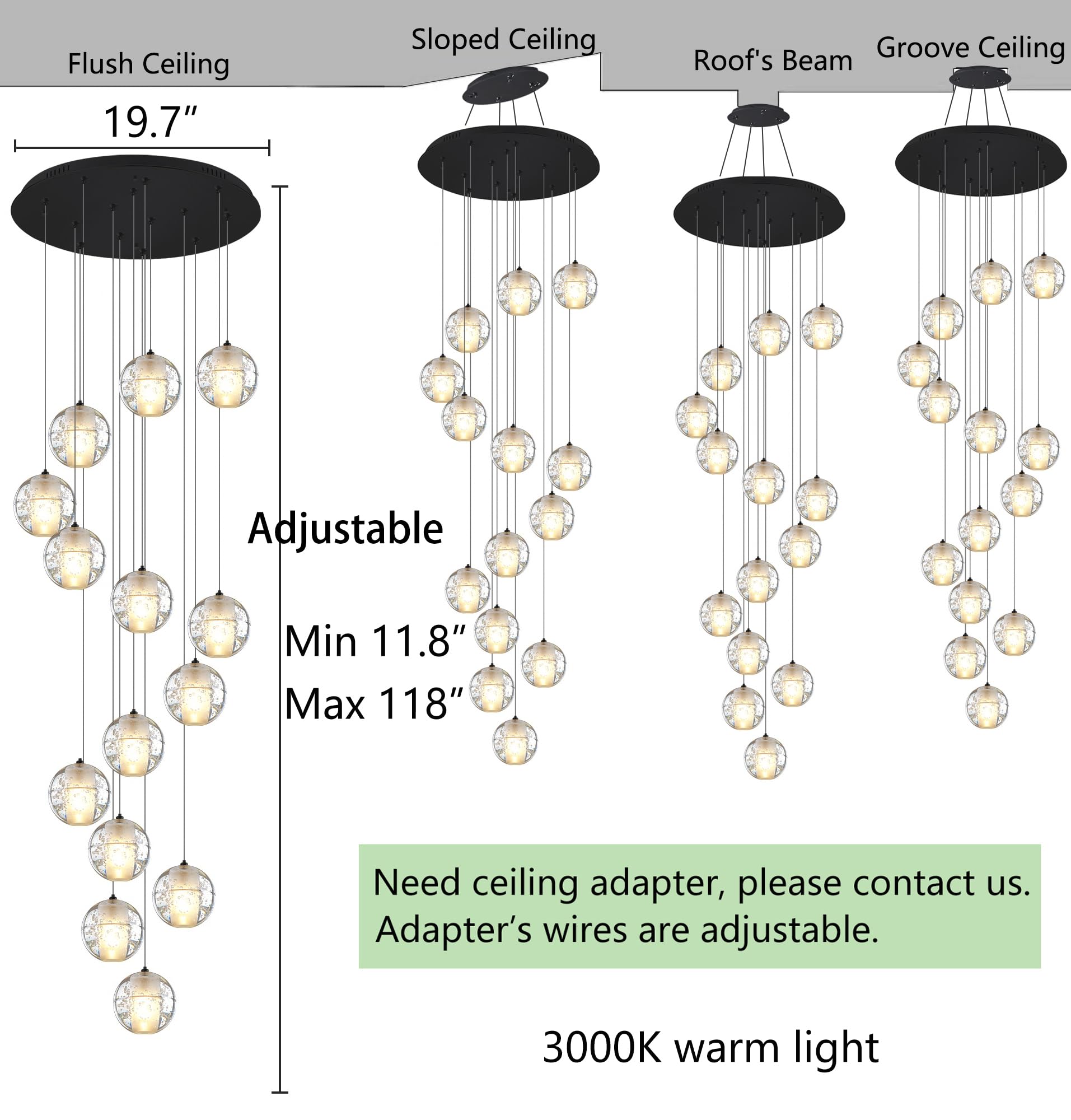 【新品未開封】「Chandelier」 Novelbright HAIXIANG 14-Lights Modern Chandelier Bubble Crystal 118