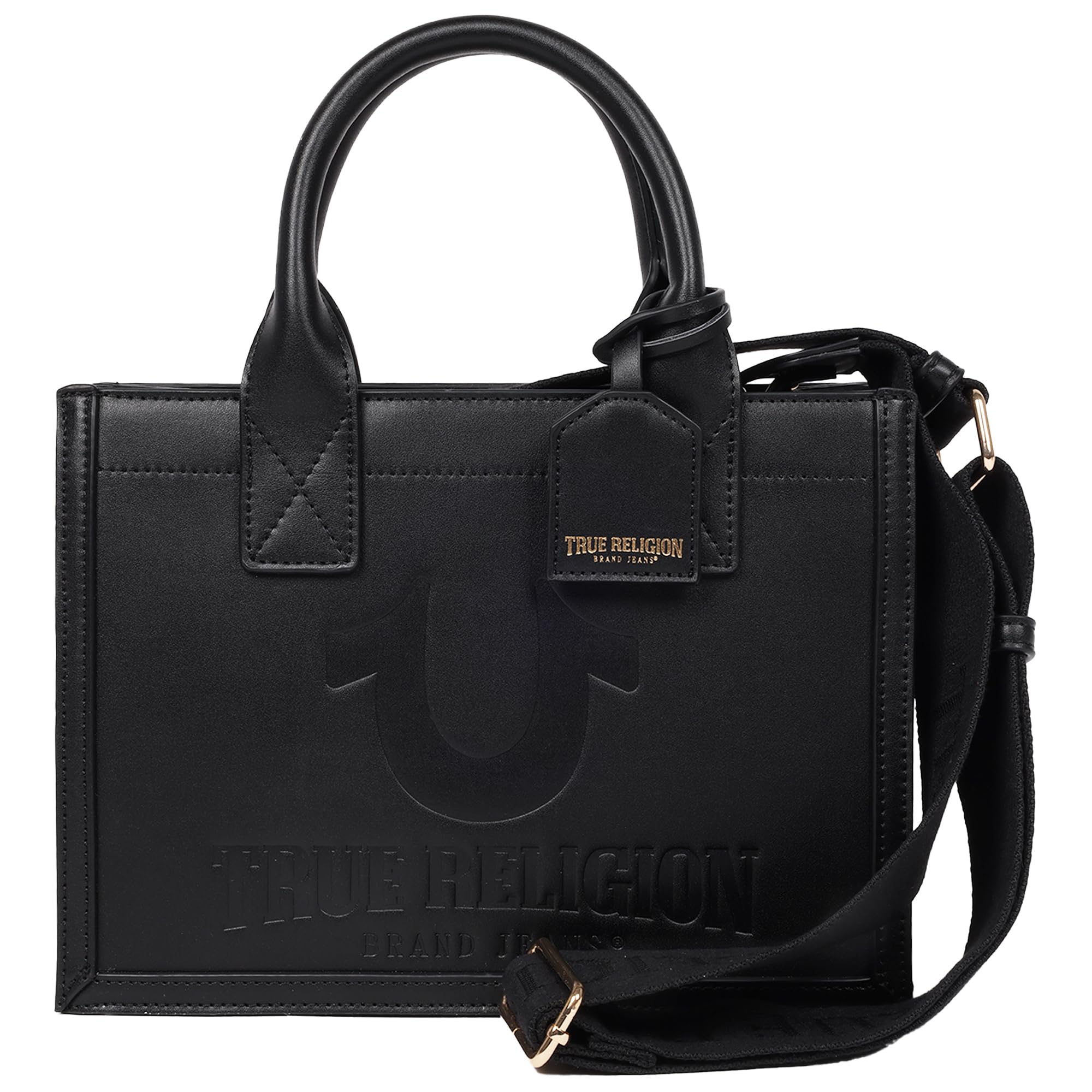 ぽぽ TRUE RELIGION #803 30/32 True Religion Bolsa moderna com logotipo em relevo com alça de