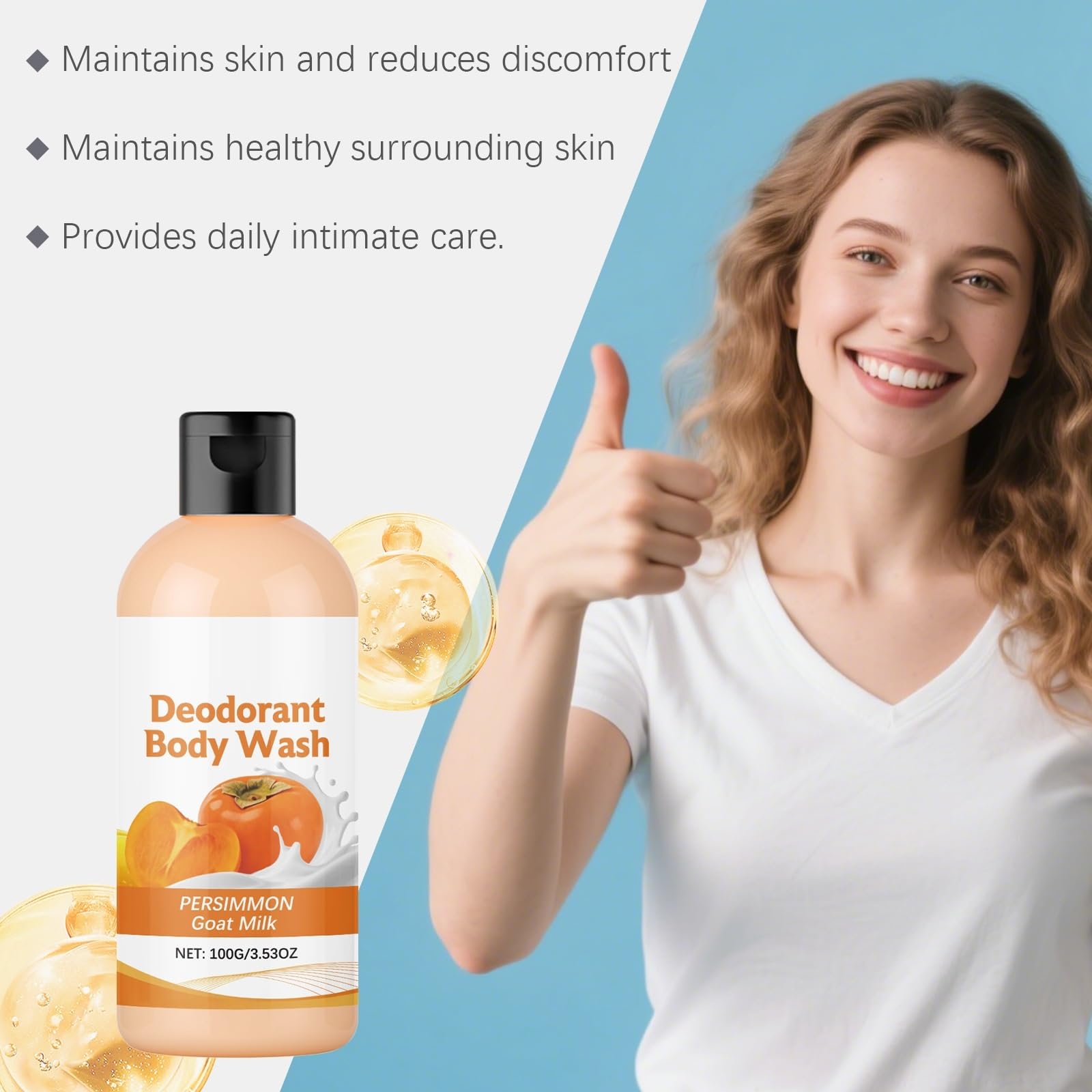 Lavaggio del corpo cachi Odore Body Kaki Latte Capra Gel Doccia Rinfrescante Cachi Lavaggio Body Odore Anziani Elimina odore Fresco Aroma Pulizia profonda Lavaggi corpo Idratanti (6pcs)