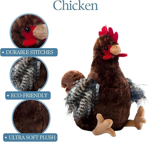 Miniatura 6 de The Petting Zoo Peluche de pollo, regalos para niños, animales de granja Wild Onez, juguete de peluche de pollo de 12 pulgadas