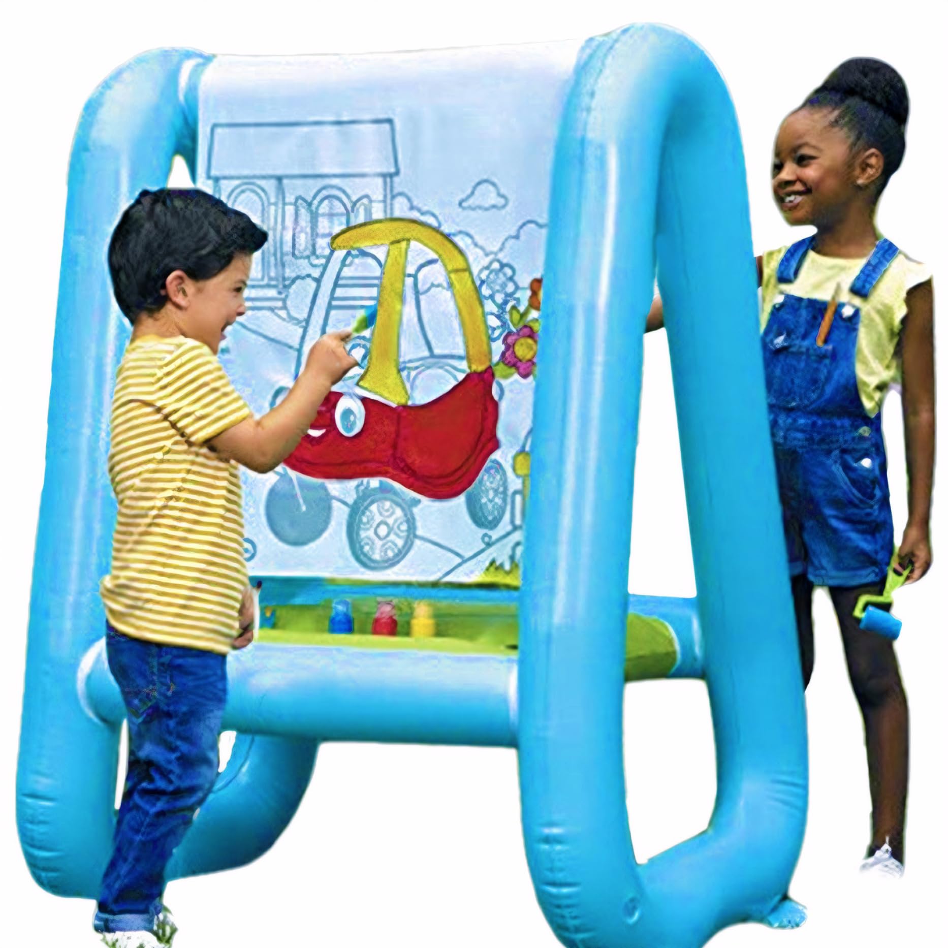 Pineeseatile Drawing Board for Kids Toddler Easel PVC Washable Outdoor Inflatable Easel, 3-in-1 Paint & Play Backyard Easel, Reusable and Portable Standing Kids Easel Not Included Art Supplies