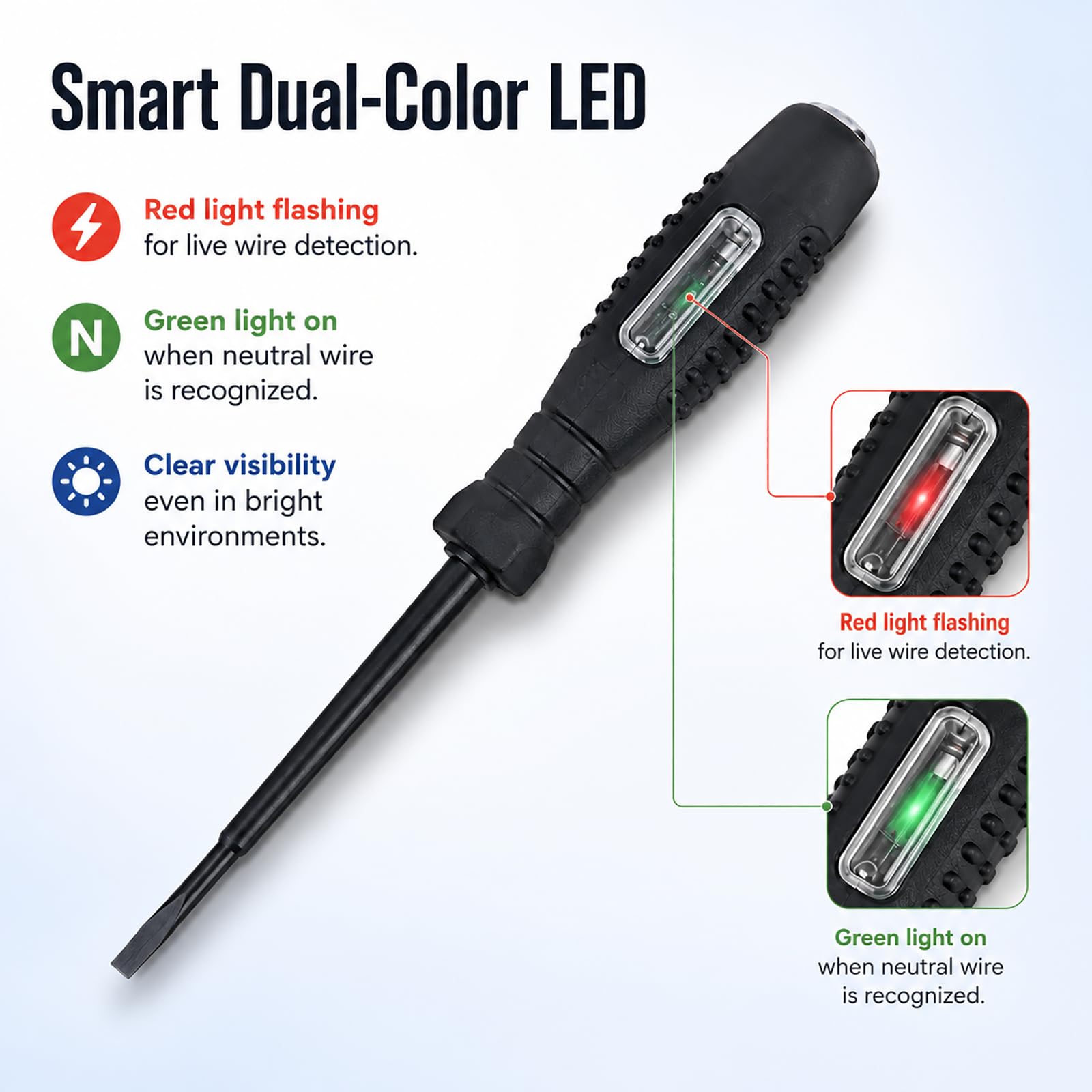 2 Stück Schraubendreher, Spannungsprüfer, 2-in-1, Schraubendreher, Spannungsprüfer, elektrischer Teststift mit Erkennung 12 V-220 V, magnetisch, flach und kreuzförmig, Phasendetektor AC/DC, Induktion