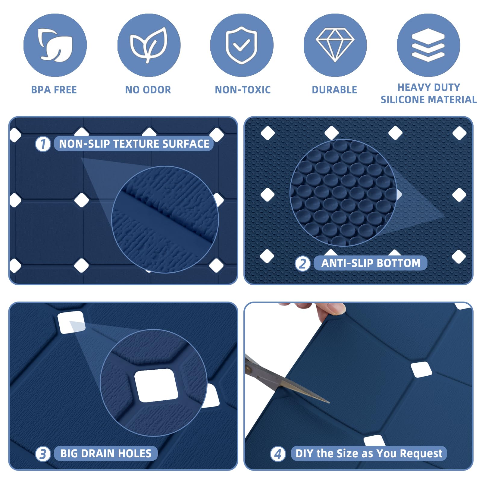 Alfombrilla de baño antideslizante de silicona suave sin olor con mini ventosas para bañera texturizada y bañera regenerada, alfombrilla de ducha antideslizante con alfombrilla de baño de 18 x 28