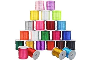 20 Rolls Nylon Cord 1mm, Rattail Satin Nylon Trim Cord for Jewelry Making Crafts