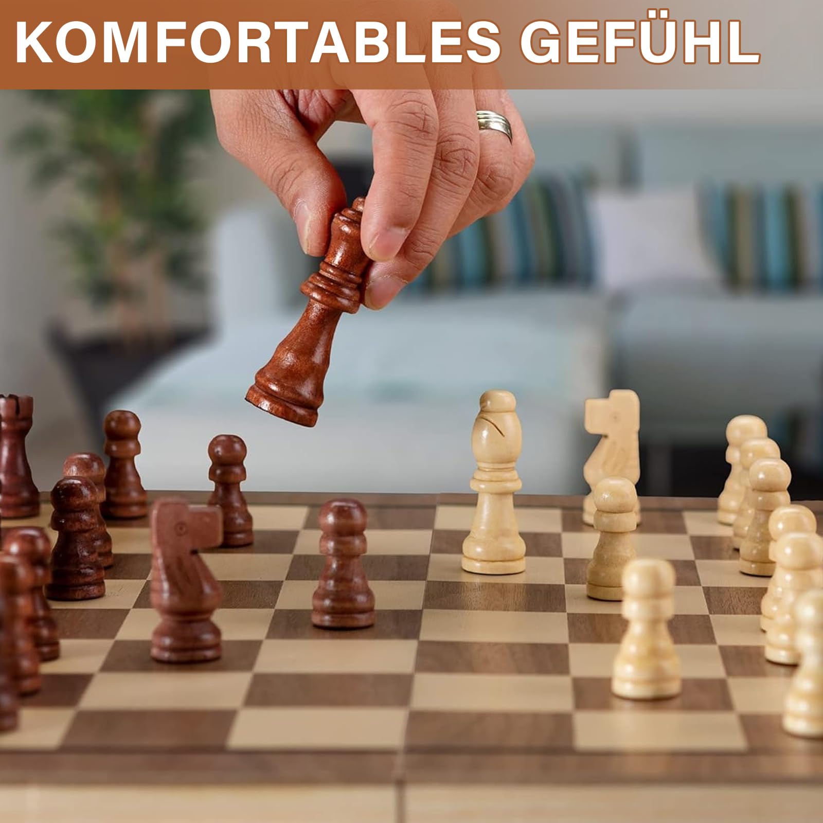 Jeu D'Échecs 39×39cm, 2 en 1 Echiquier Bois, Jeu d'Échec en Bois Pliable, Portable echiquier Magnetique, Chess Board pour Voyage Adultes et Enfants Débutants