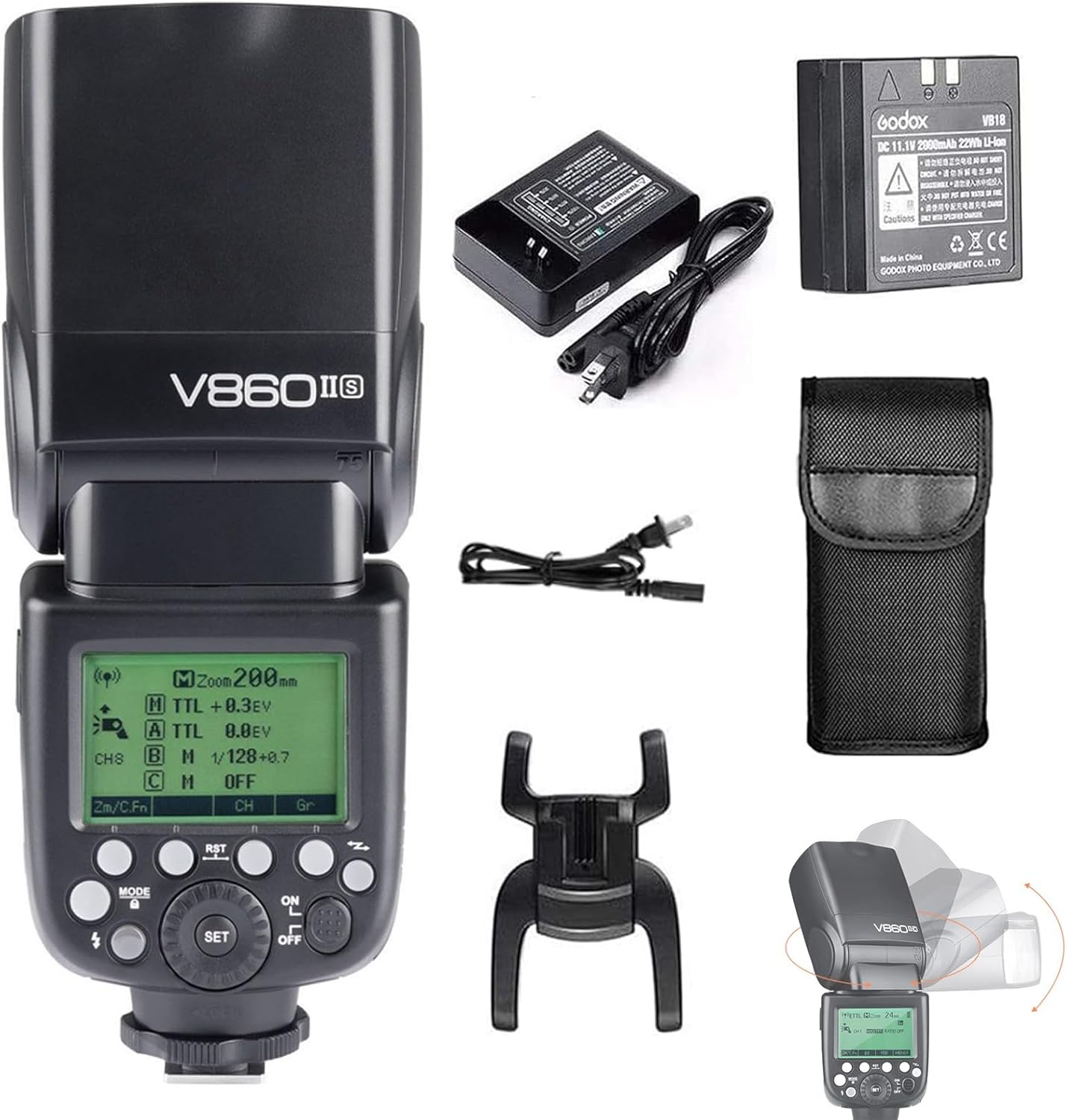 GODOX V860II-S Kit HSS 1/8000s GN60 2.4G TTL 1.5s Recycle Time Li-ion Battery Camera Flash Speedlite Light Compatible for Sony Cameras (V860II-S)