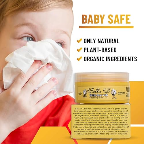 Miniatura 5 de BELLA B Bundle Rub 2 oz y aceite de masaje para bebés 33 oz  Frote en el pecho del bebé  Frote vapor de bebé  Aceite orgánico para bebé  Aceite