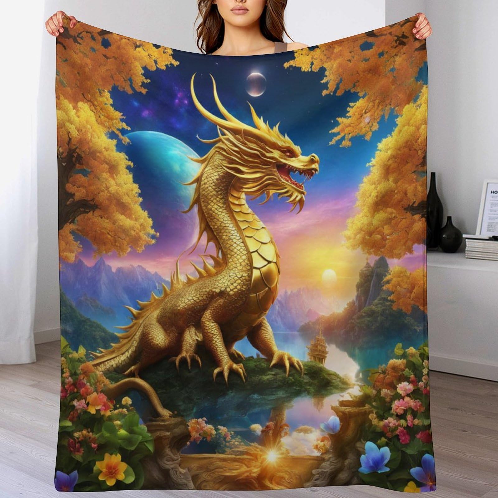 Couverture dragon 3D plaid de canapé pour soirées cocooning