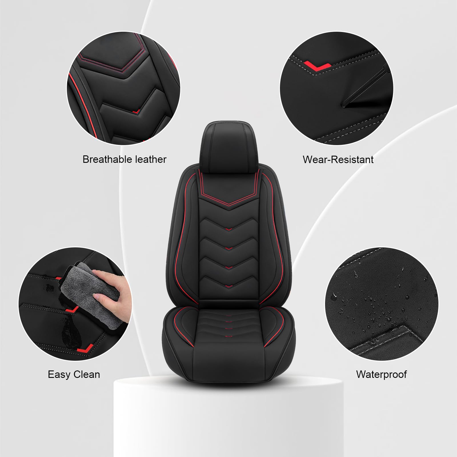 Fundas Asientos Coche Universales para Toyota Landcruiser J15 2009-2026, Una Experiencia Fantástica, Cuero PU Cubre Asiento Coche，Transpirable, 5 Plazas(Black)