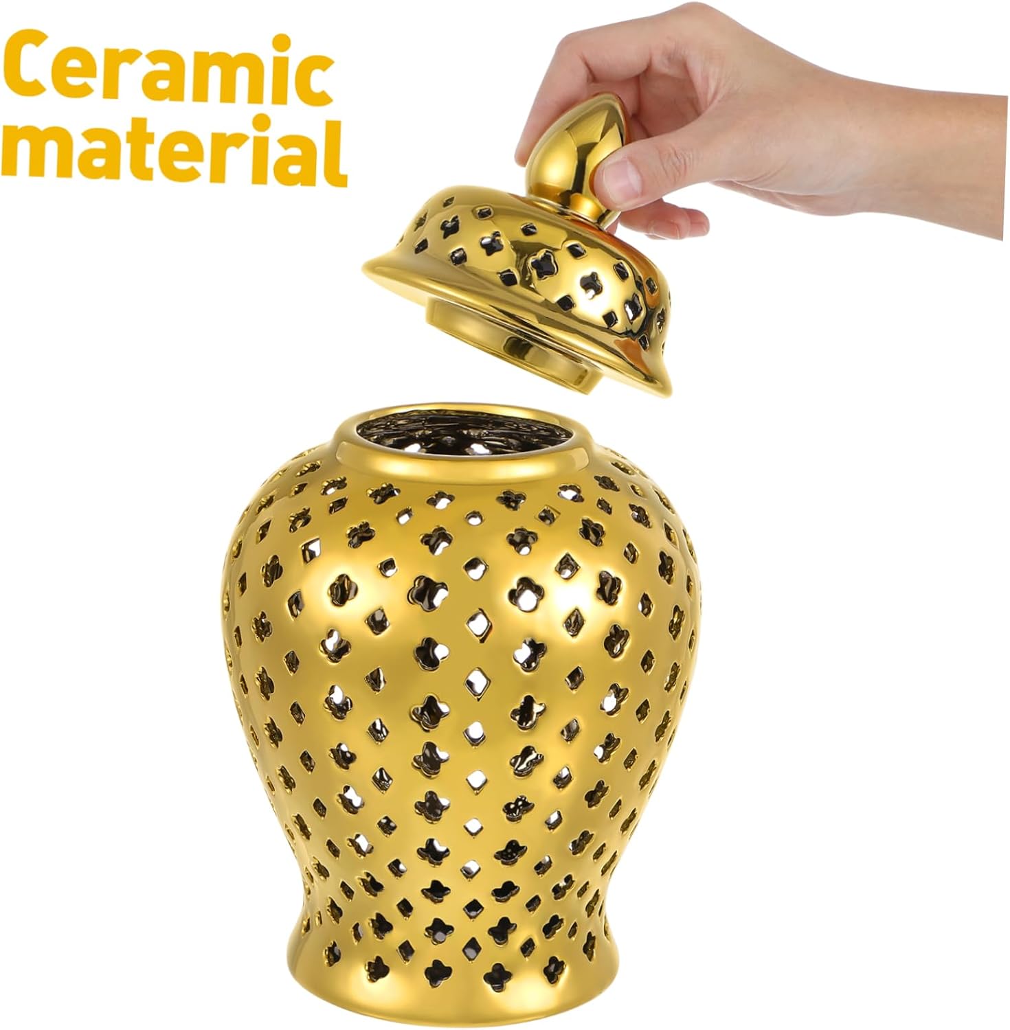 DECHOUS Delicate Hollow Ceramic Flower Vase Decorative Jar Multi Functional Porcelain Storage Container for Home Living Patio Wedding Shelf Decor