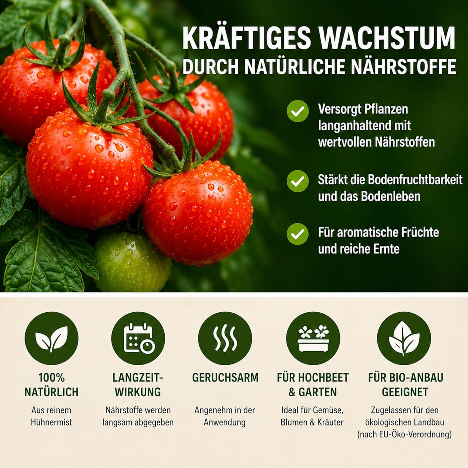 MammaTerra Hühnermist Pellets – Organischer Langzeitdünger für Tomaten, Gemüse, Hochbeet & Garten – Natürlicher NPK Dünger – Geruchsarm & Für ökologischen Landbau geeignet (8)
