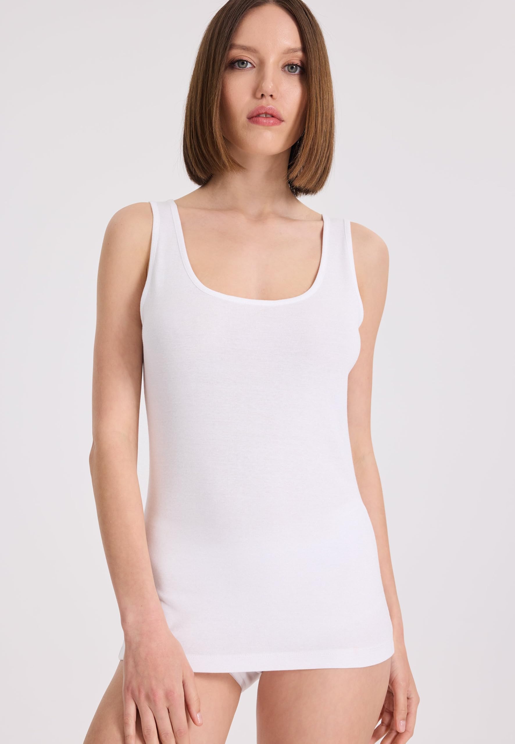 Damen Baumwolle 3er Pack Ärmellose Unterhemden Feinripp Tank Top (Schwarz, Weiß, Beige, Gr. XS-XL)