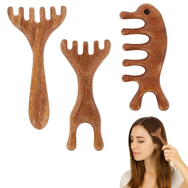 3 Pcs Five Touch Therapy Combs Scalp Massage Tool Labor Comb For Pain Head Massager Scalp Retractable Cushion