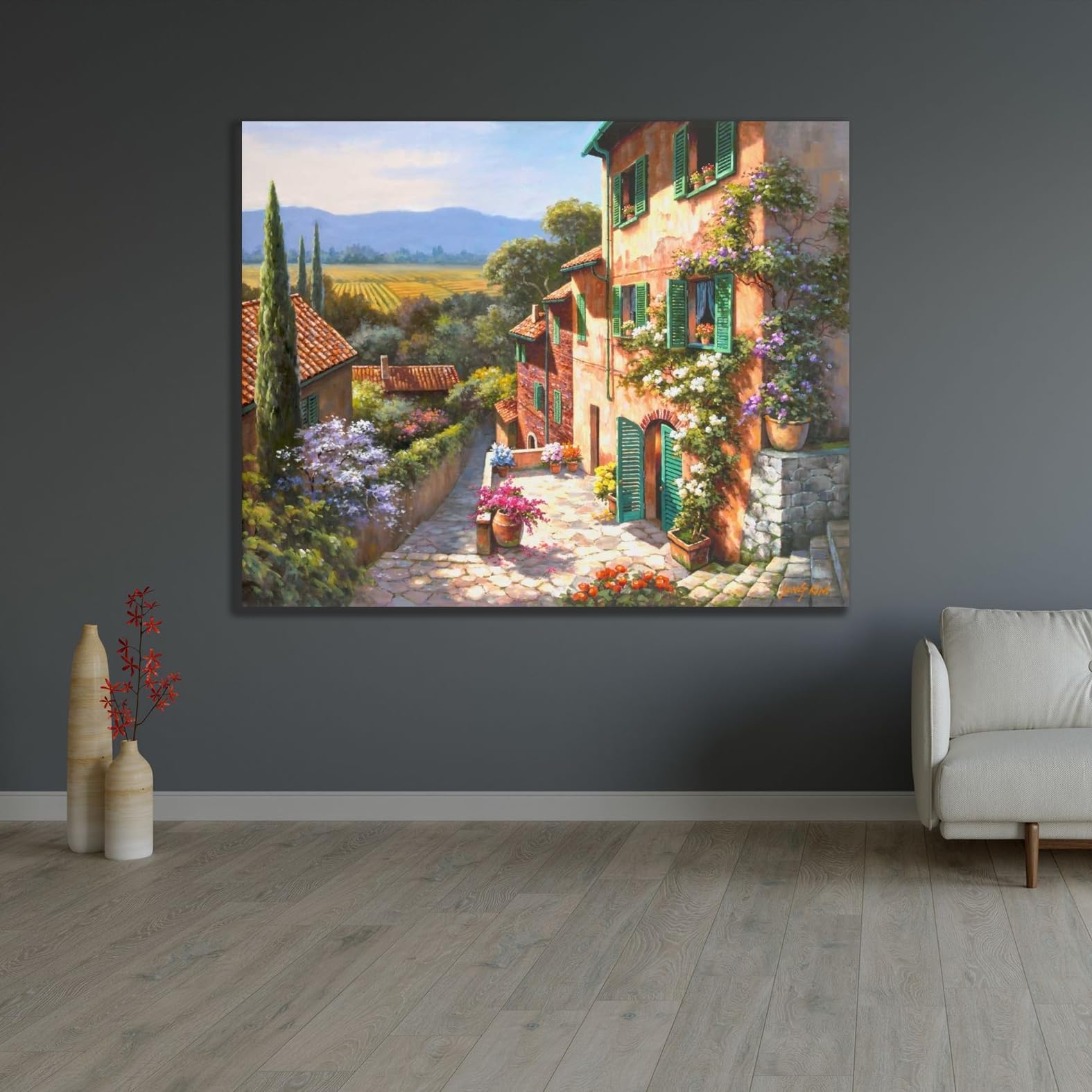 絵画 Spring in the valley Amazon.com: ArtDirect Spring in the Valley 60x48 Huge White