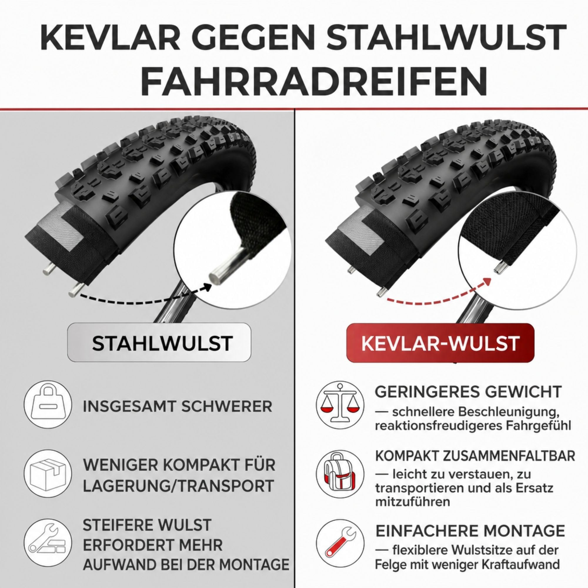 Fincci Fahrradreifen 26x2.25 – Paar MTB 26 Zoll FaltReifen 57-559 (27 TPI) mit 2X 26-Zoll Schrader-Schläuchen, geeignet für Jugendliche & Erwachsene, Mountainbike/Hybrid, Schlamm & Offroad – 2er Pack