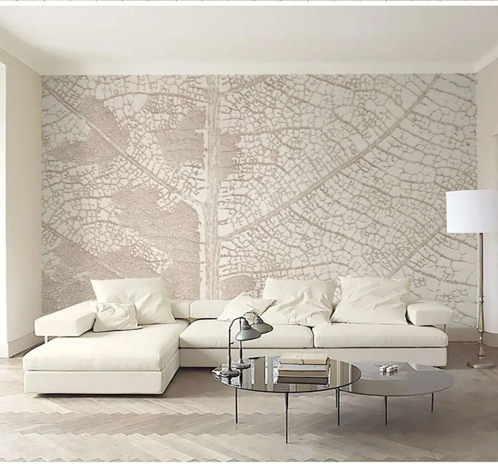 Wallpaper-3D-Xlm 150Cm×105Cm(B×H) Minimalist Elegant Leaf Texture Unique 3D Wallpaper Easy Install Feature Office Living Room Sofa Bedroom Tv Background Wall Decoration-150Cm×105Cm