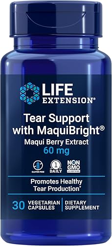 Life Extension MaquiBright - Suplemento de salud ocular con extracto de bayas de Maqui para ojos secos, fórmula de producción de lágrimas, sin OMG,