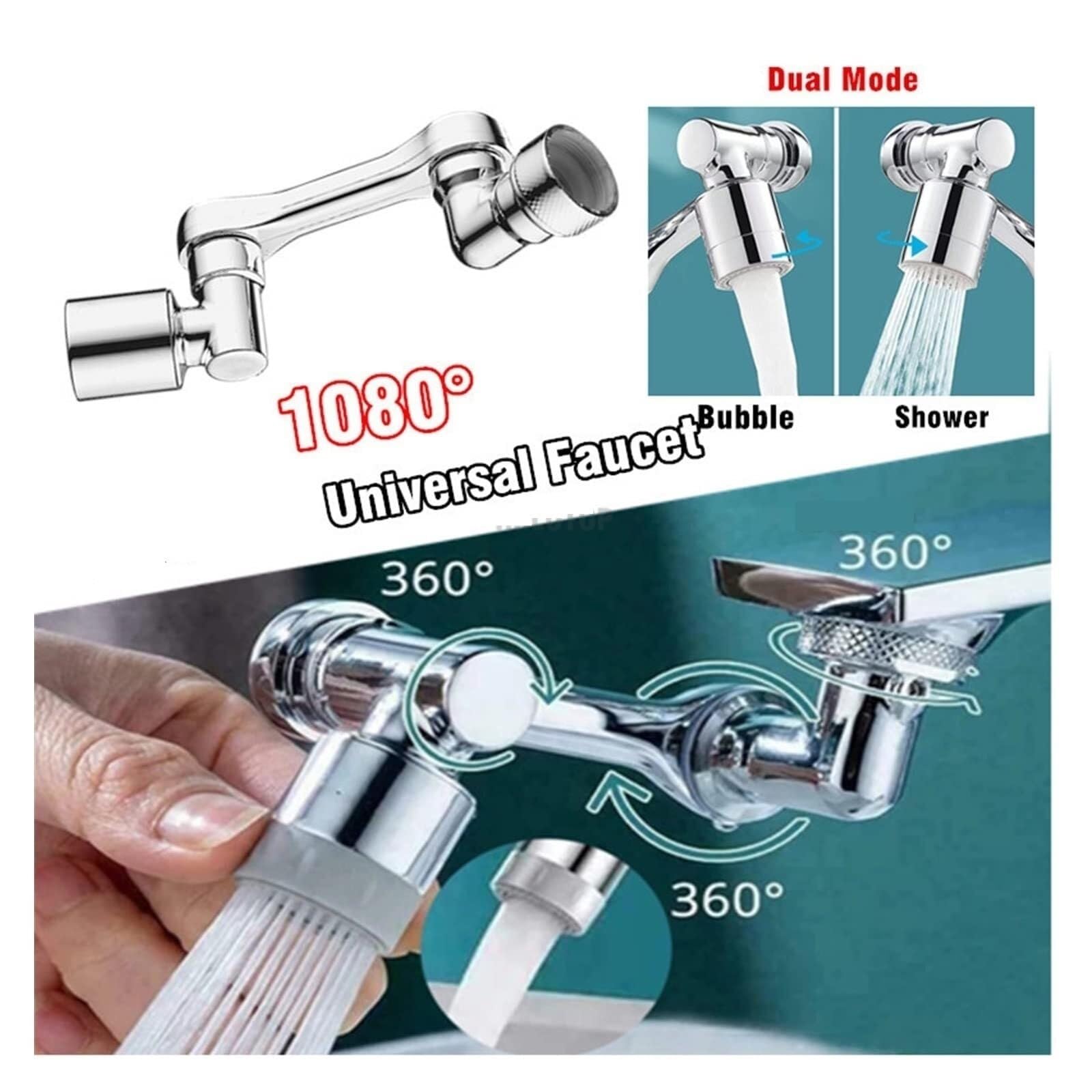 Aérateur De Robinet Cuisine Aérateur De Robinet Pivotant À 1080 °, Extension Rotation, en Plastique, Filtre Anti-éclaboussures, Cuisine Mobilier Et Décoration