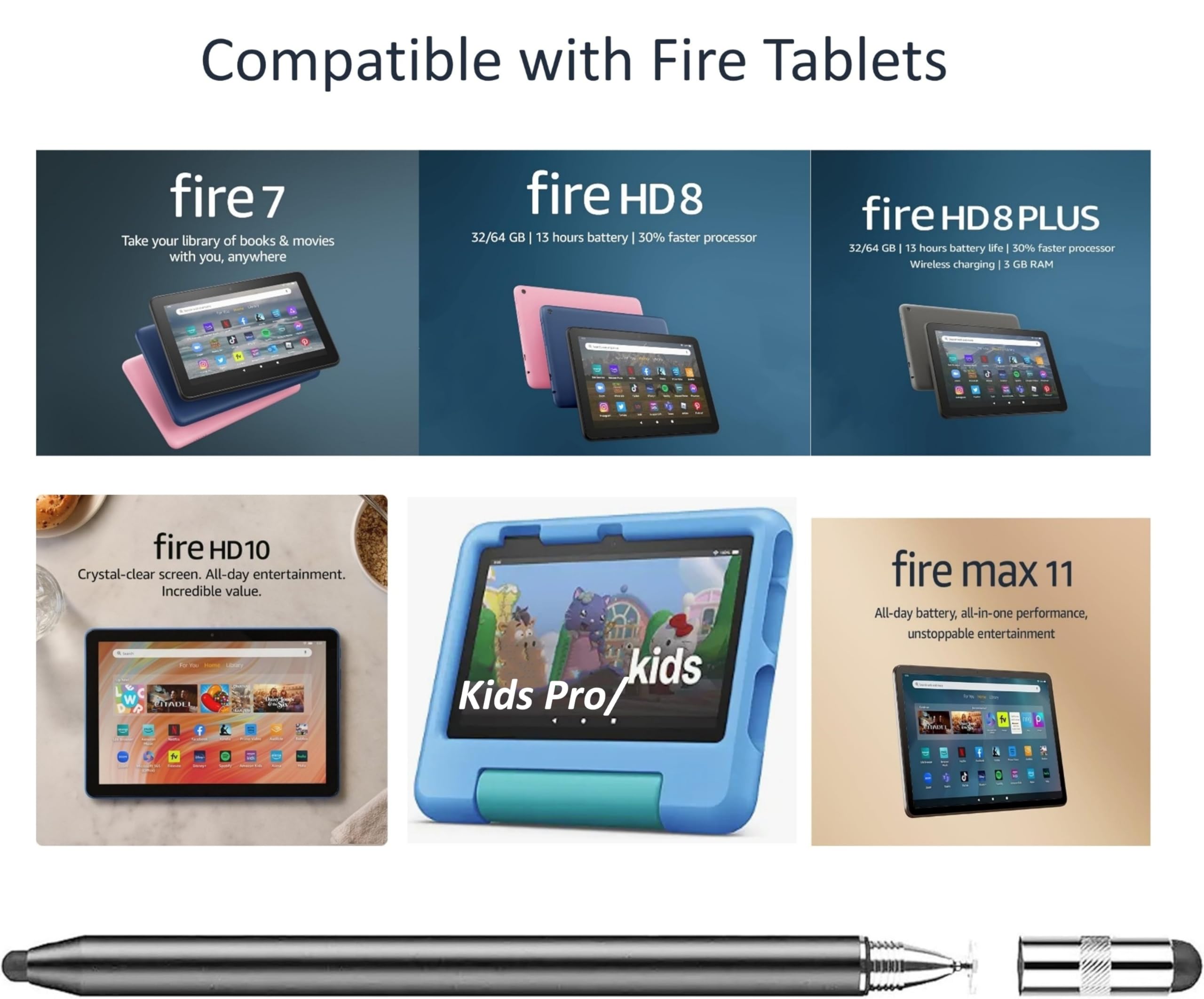 Amazon.co.jp: 3in1 AMZ Fireタブレットスタイラスペン AMZ Fire HD 10